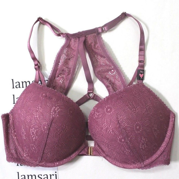 Victoria's Secret Very Sexy Lace Front-Close Strappy Push-Up Bra Size 34C